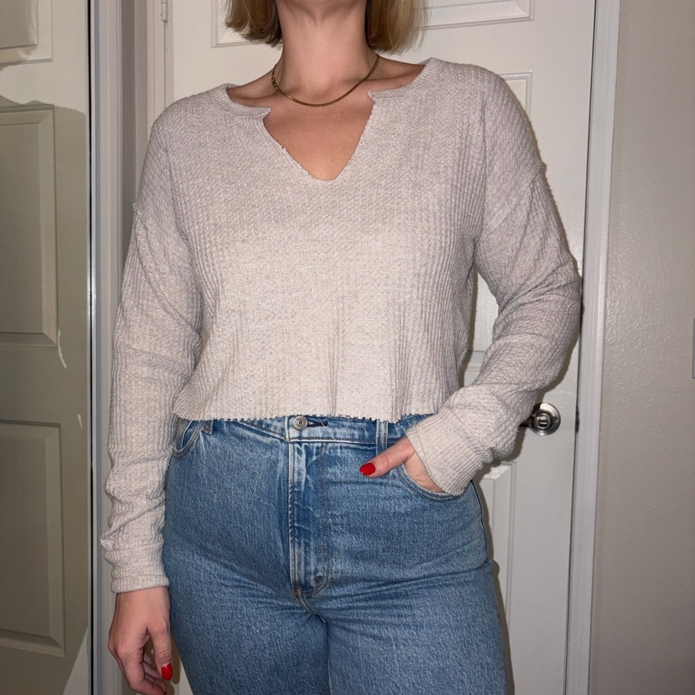 BP Cream Textured Knit Top